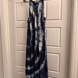 Lane Bryant Blue and White Tie-Dye Midi Dress
